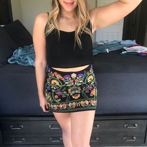 Zara Embroidered Mini- skirt
